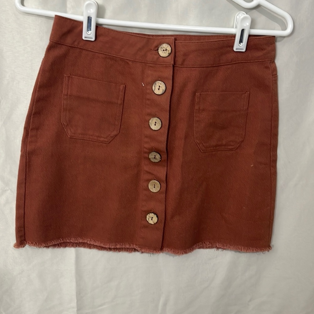 Rust colored girls denim skirt